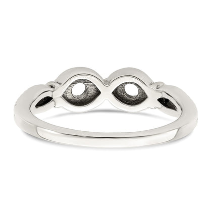 Sterling Silver Antiqued w/14k 2-stone w/Diamond Mother's Ring Semi-Mount