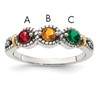 Sterling Silver Antiqued w/14k 3-stone w/Diamond Mother's Ring Semi-Mount