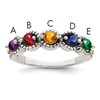 Sterling Silver Antiqued w/14k 5-stone w/Diamond Mother's Ring Semi-Mount