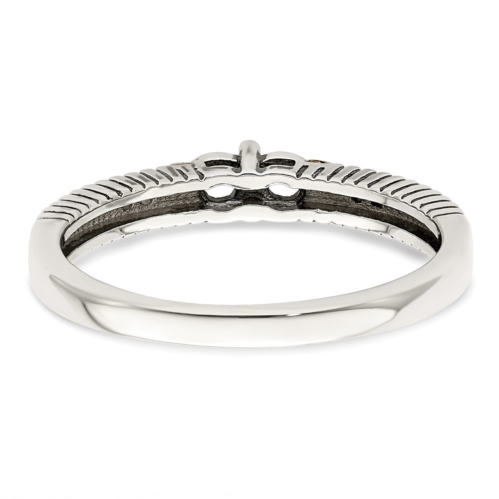 Sterling Silver Antiqued w/14k 2-stone w/Diamond Mother's Ring Semi-Mount