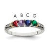 Sterling Silver Antiqued w/14k 4-stone w/Diamond Mother's Ring Semi-Mount