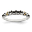 Sterling Silver Antiqued w/14k 4-stone w/Diamond Mother's Ring Semi-Mount