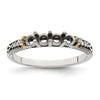 Sterling Silver Antiqued w/14k 4-stone w/Diamond Mother's Ring Semi-Mount