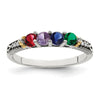 Sterling Silver Antiqued w/14k 4-stone w/Diamond Mother's Ring Semi-Mount