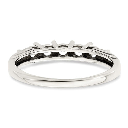 Sterling Silver Antiqued w/14k 5-stone w/Diamond Mother's Ring Semi-Mount