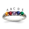 Sterling Silver Antiqued w/14k 5-stone w/Diamond Mother's Ring Semi-Mount