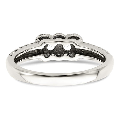 Sterling Silver Antiqued w/14k 2-stone w/Diamond Mother's Ring Semi-Mount