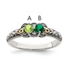 Sterling Silver Antiqued w/14k 2-stone w/Diamond Mother's Ring Semi-Mount