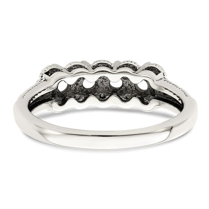 Sterling Silver Antiqued w/14k 4-stone w/Diamond Mother's Ring Semi-Mount