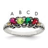 Sterling Silver Antiqued w/14k 5-stone w/Diamond Mother's Ring Semi-Mount