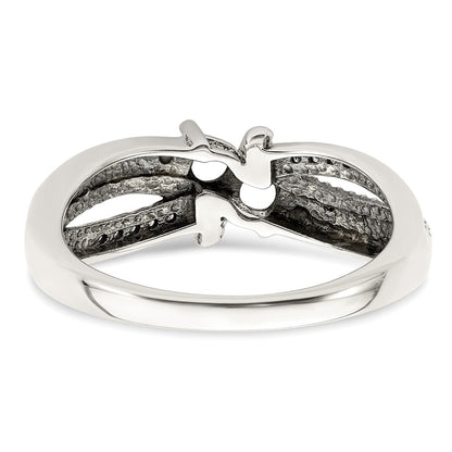 Sterling Silver Antiqued w/14k 2-stone w/Diamond Mother's Ring Semi-Mount