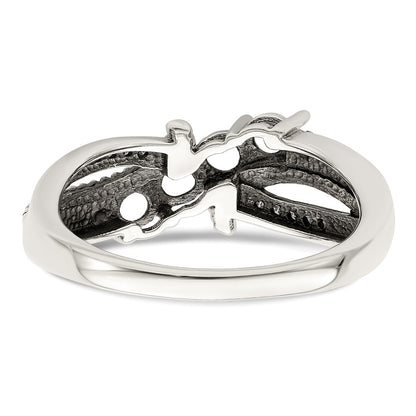 Sterling Silver Antiqued w/14k 4-stone w/Diamond Mother's Ring Semi-Mount