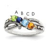 Sterling Silver Antiqued w/14k 4-stone w/Diamond Mother's Ring Semi-Mount