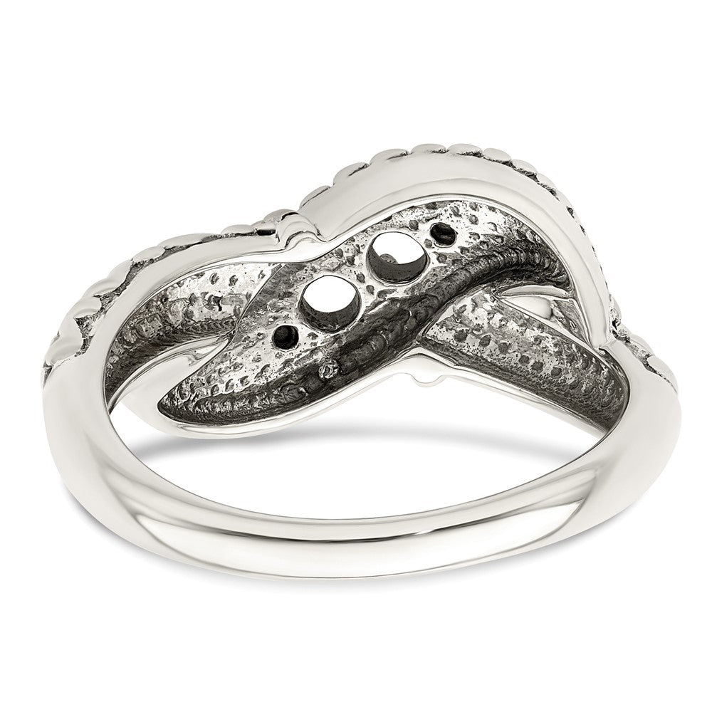 Sterling Silver Antiqued w/14k 5-stone w/Diamond Mother's Ring Semi-Mount