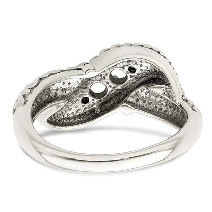 Sterling Silver Antiqued w/14k 2-stone w/Diamond Mother's Ring Semi-Mount