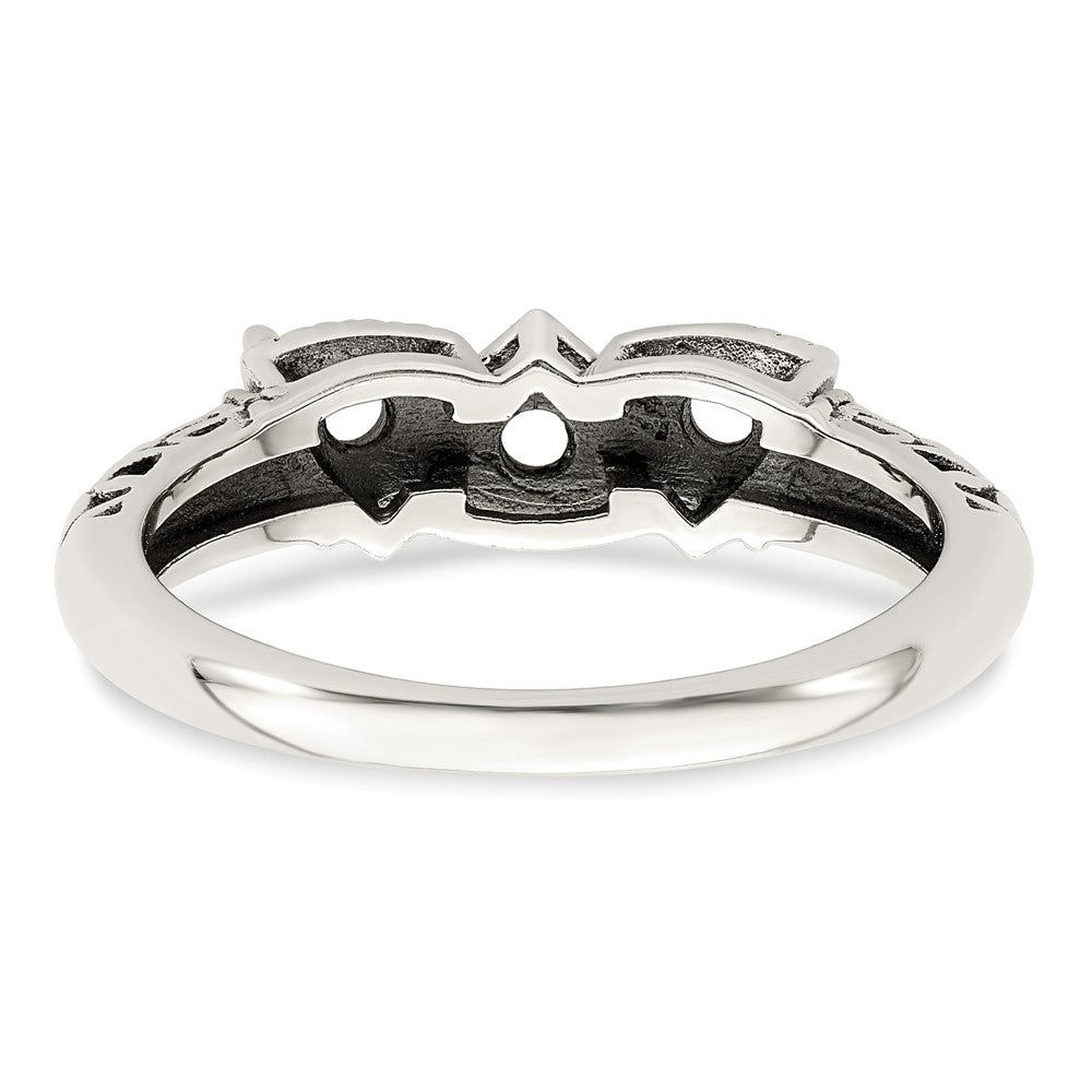 Sterling Silver Antiqued w/14k 3-stone Mother's Ring Mounting