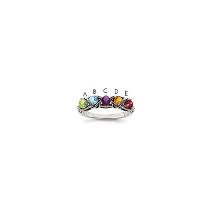 Sterling Silver Antiqued w/14k 5-stone Mother's Ring Mounting