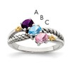 Sterling Silver Antiqued w/14k 3-stone Mother's Ring Mounting
