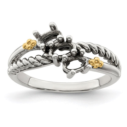 Sterling Silver Antiqued w/14k 3-stone Mother's Ring Mounting