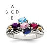 Sterling Silver Antiqued w/14k 5-stone Mother's Ring Mounting