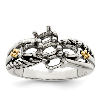 Sterling Silver Antiqued w/14k 5-stone Mother's Ring Mounting