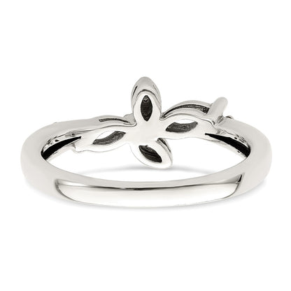 Sterling Silver Antiqued w/14k 2-stone w/Diamond Mother's Ring Semi-Mount