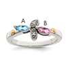 Sterling Silver Antiqued w/14k 2-stone w/Diamond Mother's Ring Semi-Mount