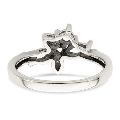 Sterling Silver Antiqued w/14k 3-stone w/Diamond Mother's Ring Semi-Mount