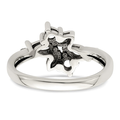 Sterling Silver Antiqued w/14k 4-stone w/Diamond Mother's Ring Semi-Mount