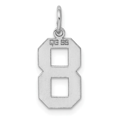 Sterling Silver/Rhodium-plated Polished Number 8 Charm