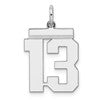 Sterling/Silver Rhodium-plated Polished Number 13 Charm