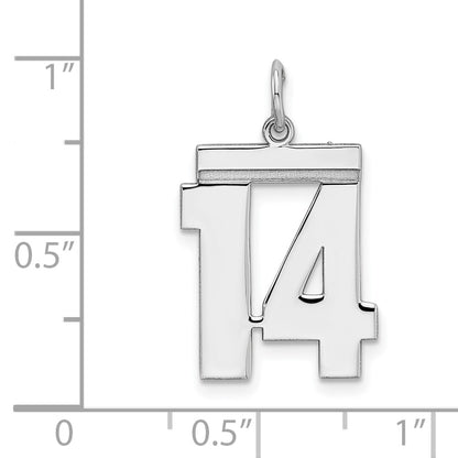 Sterling/Silver Rhodium-plated Polished Number 14 Charm