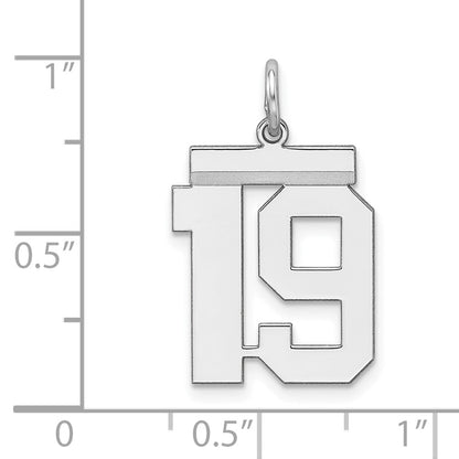 Sterling/Silver Rhodium-plated Polished Number 19 Charm