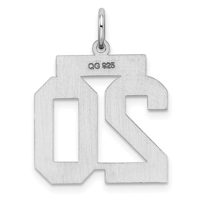 Sterling/Silver Rhodium-plated Polished Number 20 Charm