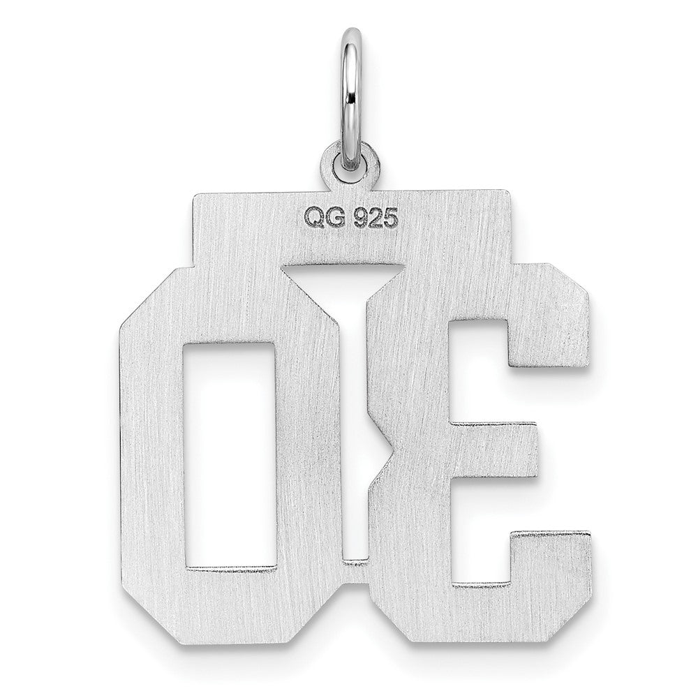 Sterling Silver Gold-plated Medium Polished Number 30 Charm