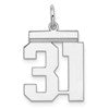 Sterling/Silver Rhodium-plated Polished Number 31 Charm