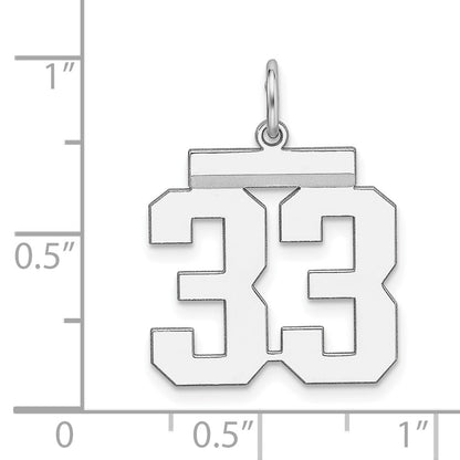 Sterling/Silver Rhodium-plated Polished Number 33 Charm