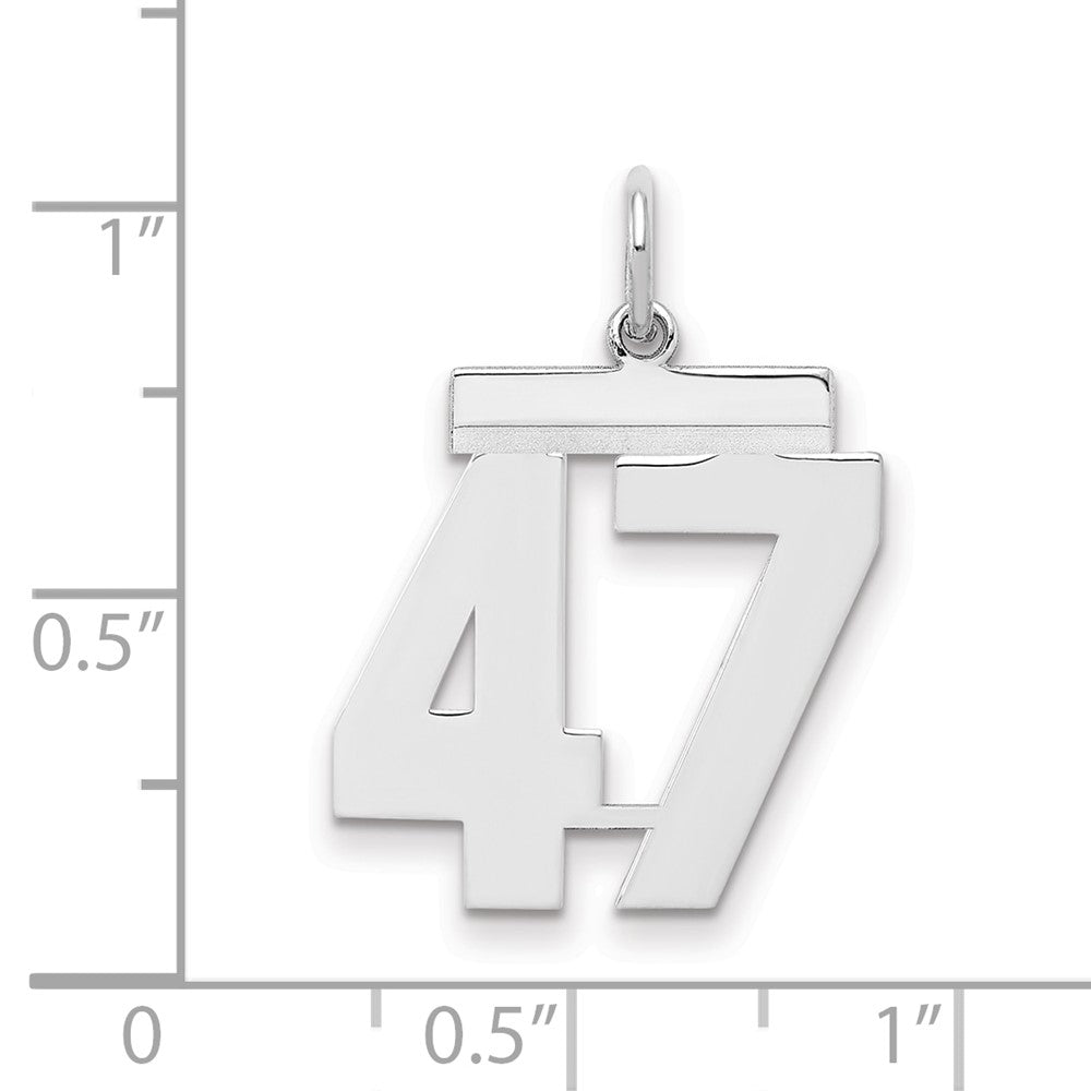 Sterling/Silver Rhodium-plated Polished Number 47 Charm