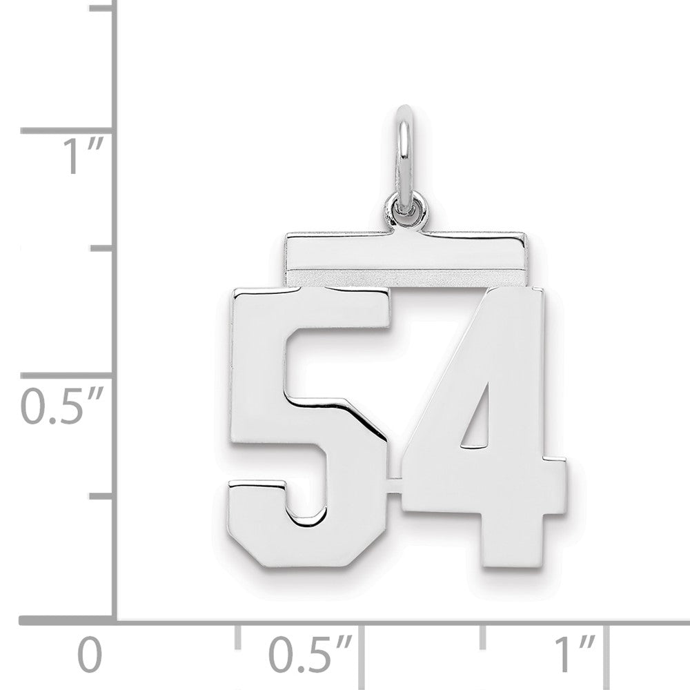 Sterling/Silver Rhodium-plated Polished Number 54 Charm
