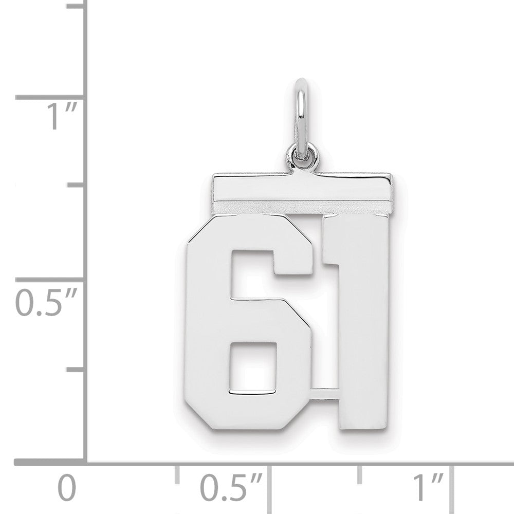 Sterling/Silver Rhodium-plated Polished Number 61 Charm