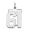 Sterling/Silver Rhodium-plated Polished Number 61 Charm