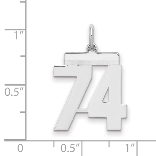 Sterling/Silver Rhodium-plated Polished Number 74 Charm