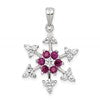 Sterling Silver Rhodium-plated Created Ruby and CZ Snowflake Charm