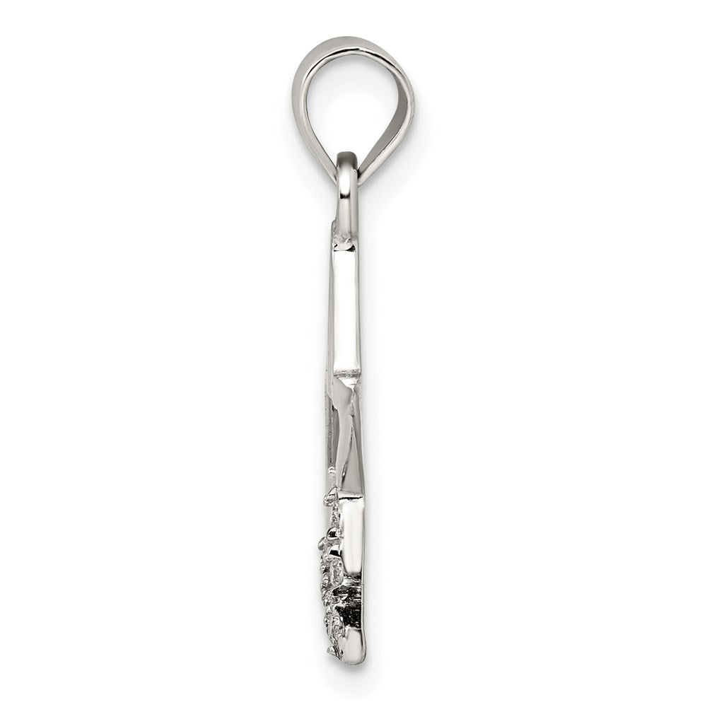 Sterling Silver Rhodium-plated CZ Star Pendant