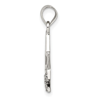Sterling Silver Rhodium-plated CZ Star Pendant