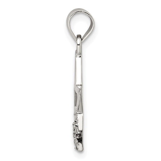 Sterling Silver Rhodium-plated CZ Star Pendant