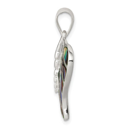 Sterling Silver Rhodium-plated Abalone Butterfly Pendant
