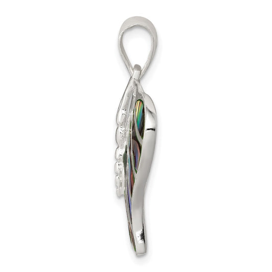 Sterling Silver Rhodium-plated Abalone Butterfly Pendant