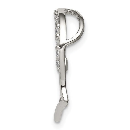 Sterling Silver Rhodium-plated CZ Heart Pendant