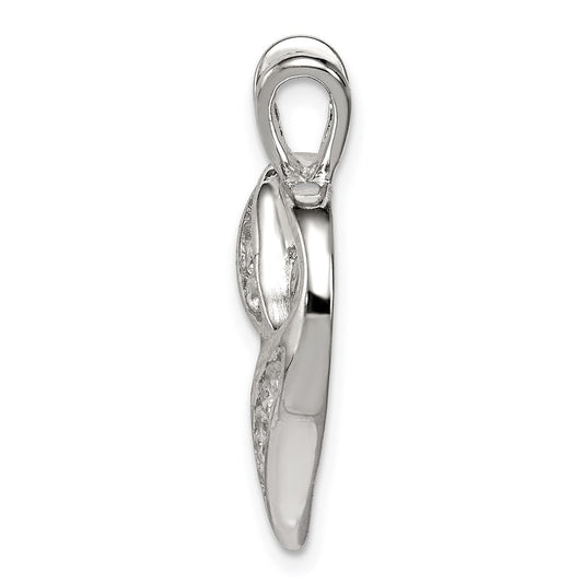 Sterling Silver Rhodium-plated CZ Heart Pendant